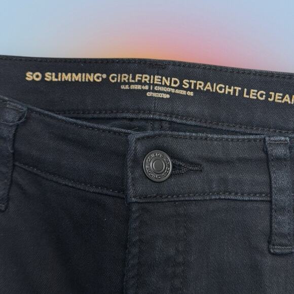 CHICO’S Women’s 4 Short Black SO SLIMMING GIRLFRIEND Jeans - Picture 4 of 4